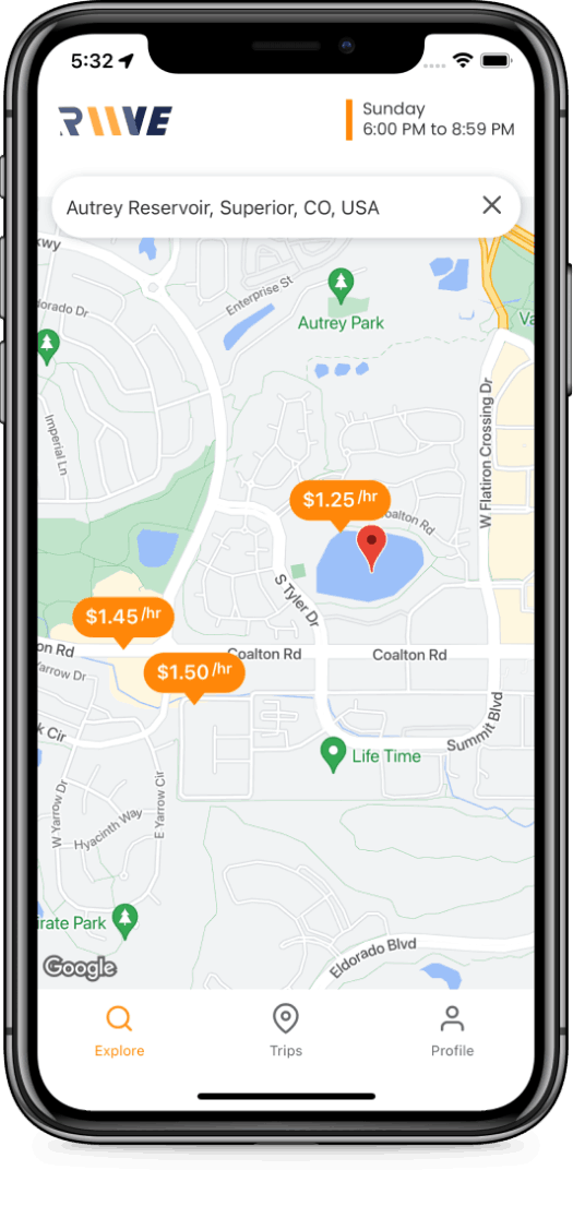 Home screen on Riive