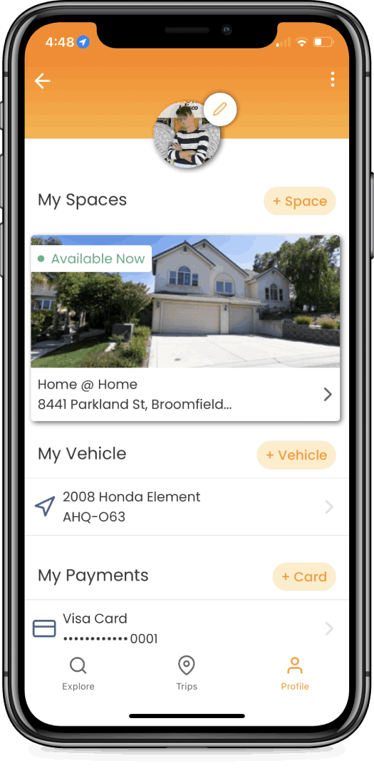 Profile screen on Riive