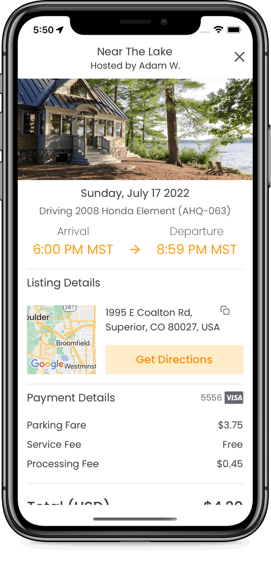 Reserved trip on Riive
